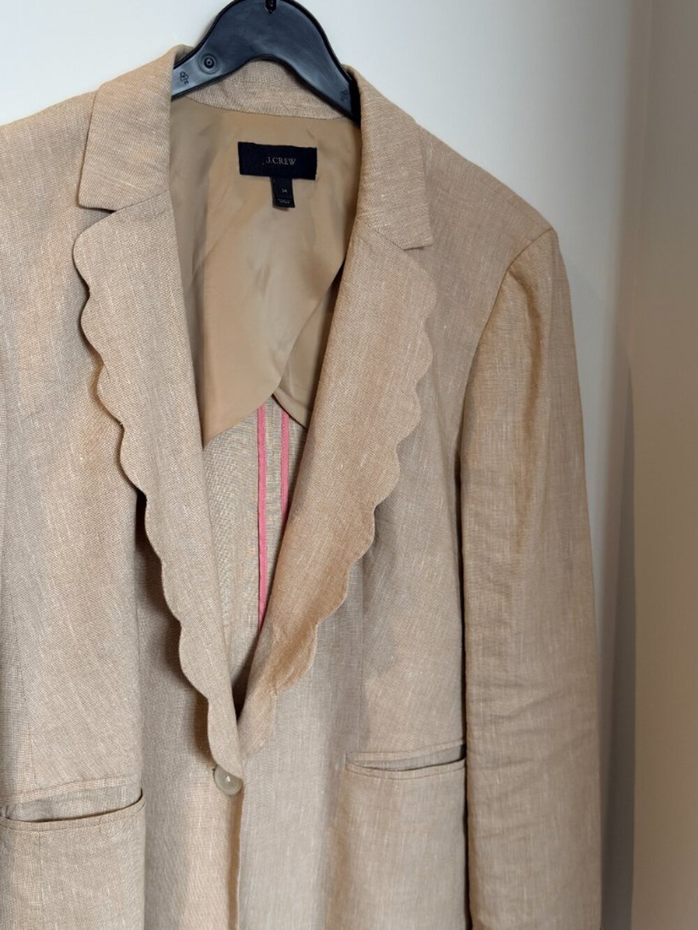 J CREW - Womens - Linen Scalloped Blazer - Size 14 - Picture 3 of 7